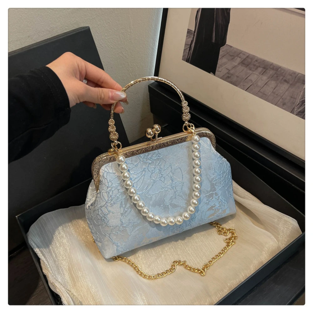 Versatile Solid Color Top-Handle Bags Beads Chains Hasp 2026 High Quality Evening Bags for Women Personality Crossbody Bags - Image 6