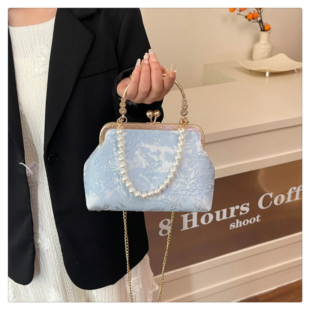 Versatile Solid Color Top-Handle Bags Beads Chains Hasp 2026 High Quality Evening Bags for Women Personality Crossbody Bags - Image 4