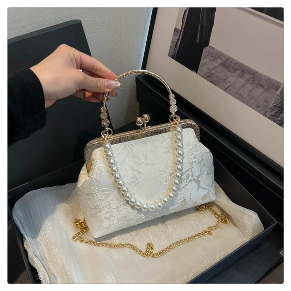 Versatile Solid Color Top-Handle Bags Beads Chains Hasp 2026 High Quality Evening Bags for Women Personality Crossbody Bags - Image 5